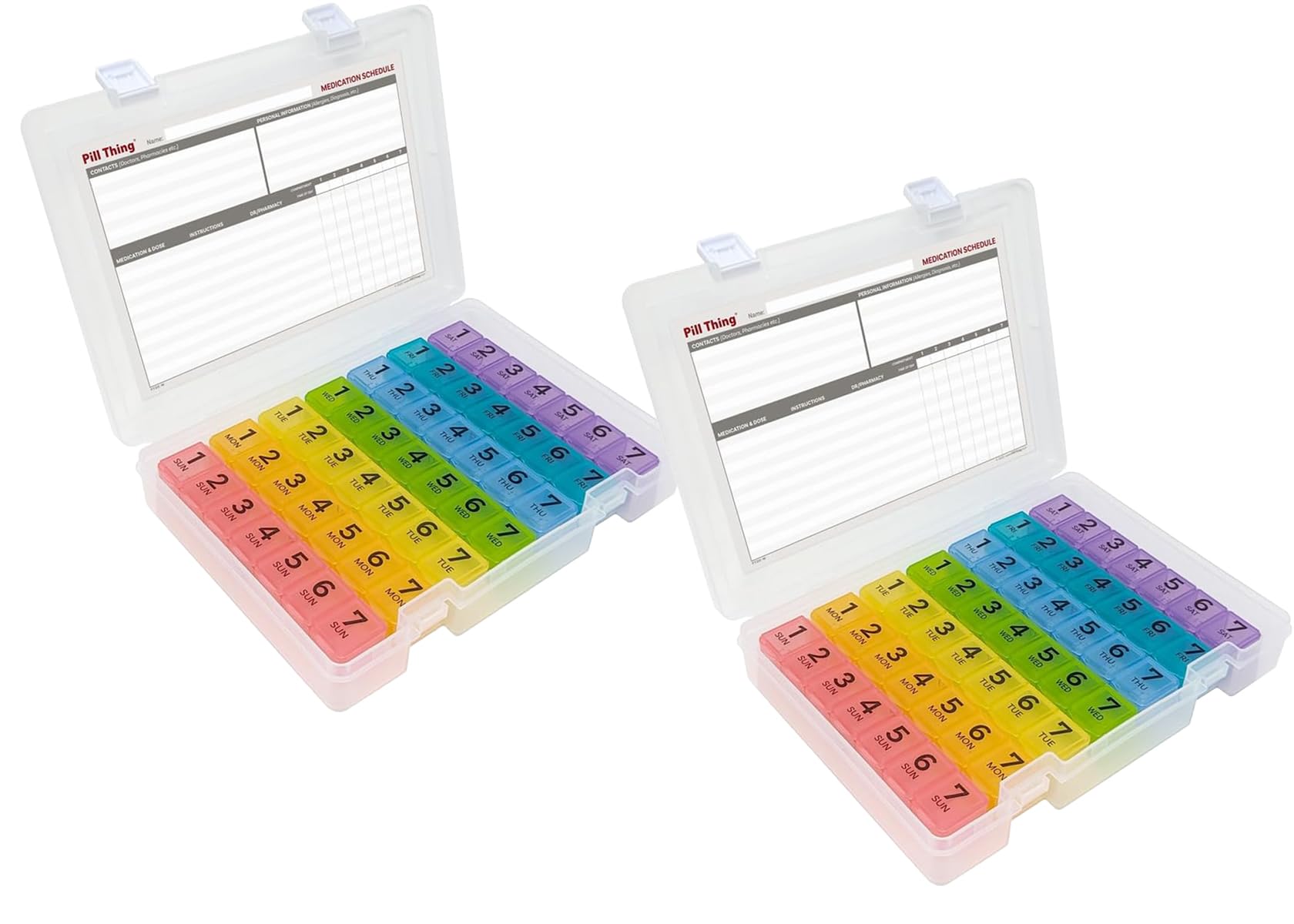 7 Times a Day Weekly Pill Box Organizer Case Secure 7X Pillbox with Medication Schedule 7 Time-a-Day 2