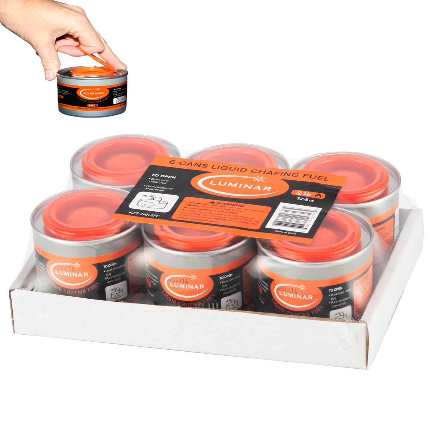 Luminar Resealable-Wick Chafing Fuel Cans, 6 Pack, 2 Hour - Premium Quality Burners for Food Warmers - No More Spills, Waste, or Hassle - Perfect for Convenient, and Long-Lasting Event Catering