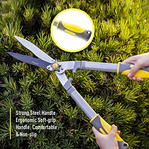 Jardineer 2Pcs Professional Hedge Clippers, 23.6'' Heavy Duty Hedge Shears & 8.3'' Cut Easy Hand Pruners, Manual Bush Trimmers with Sharp Blades Ergonomic Handle - Thumbnail 6