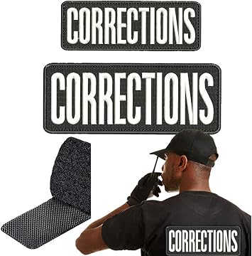 Corrections Embroidery Patches One Small and One Large 3"x8"and 2"x6" Hook and Loop on Back