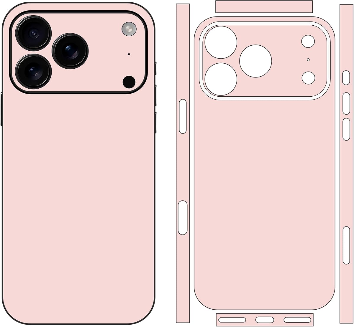 Pink Skin Protective Film Compatible with iPhone (17 Pro Max) | Vinyl Decal Sticker Cover for Phone Back Camera Side