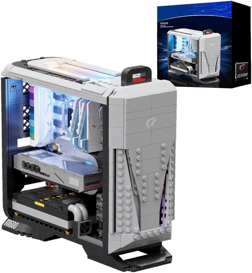 Desk Toys Building Blocks Set, PC Desktop Computer Building Kit, Creative Collectible Build-and-Display Model for Office,Building Set for Adult 1000PCS