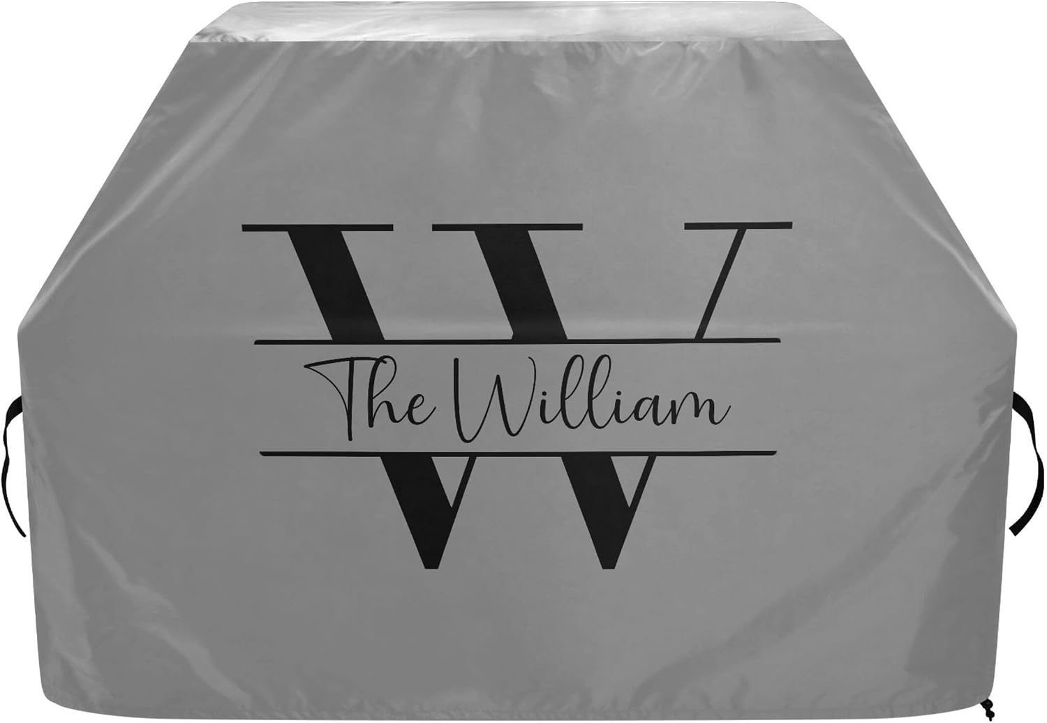 Dark Gray Custom Gas Grill Cover Personalized Family Name Burner Barbecue Cover BBQ Cover with Handle for Courtyard Garden