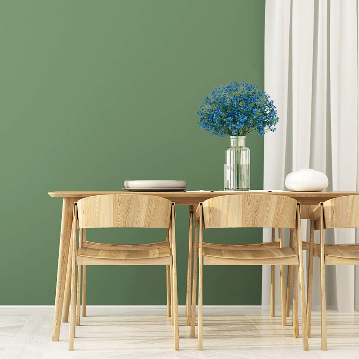 BOMAROLAN Artificial Baby Breath Flowers Fake Gypsophila Bouquets 12 Pcs Fake Real Touch Flowers for Wedding Decor DIY Home Party (Dark Blue) - Image 4