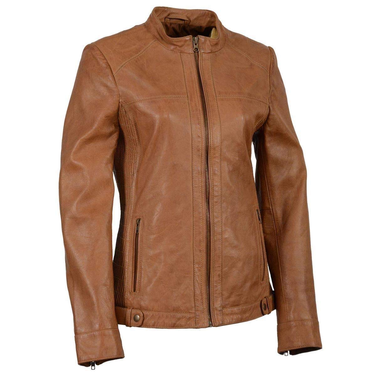 Milwaukee Leather SFL2855 Black Women's Zip Front Leather Jacket with Side Stretch Fitting