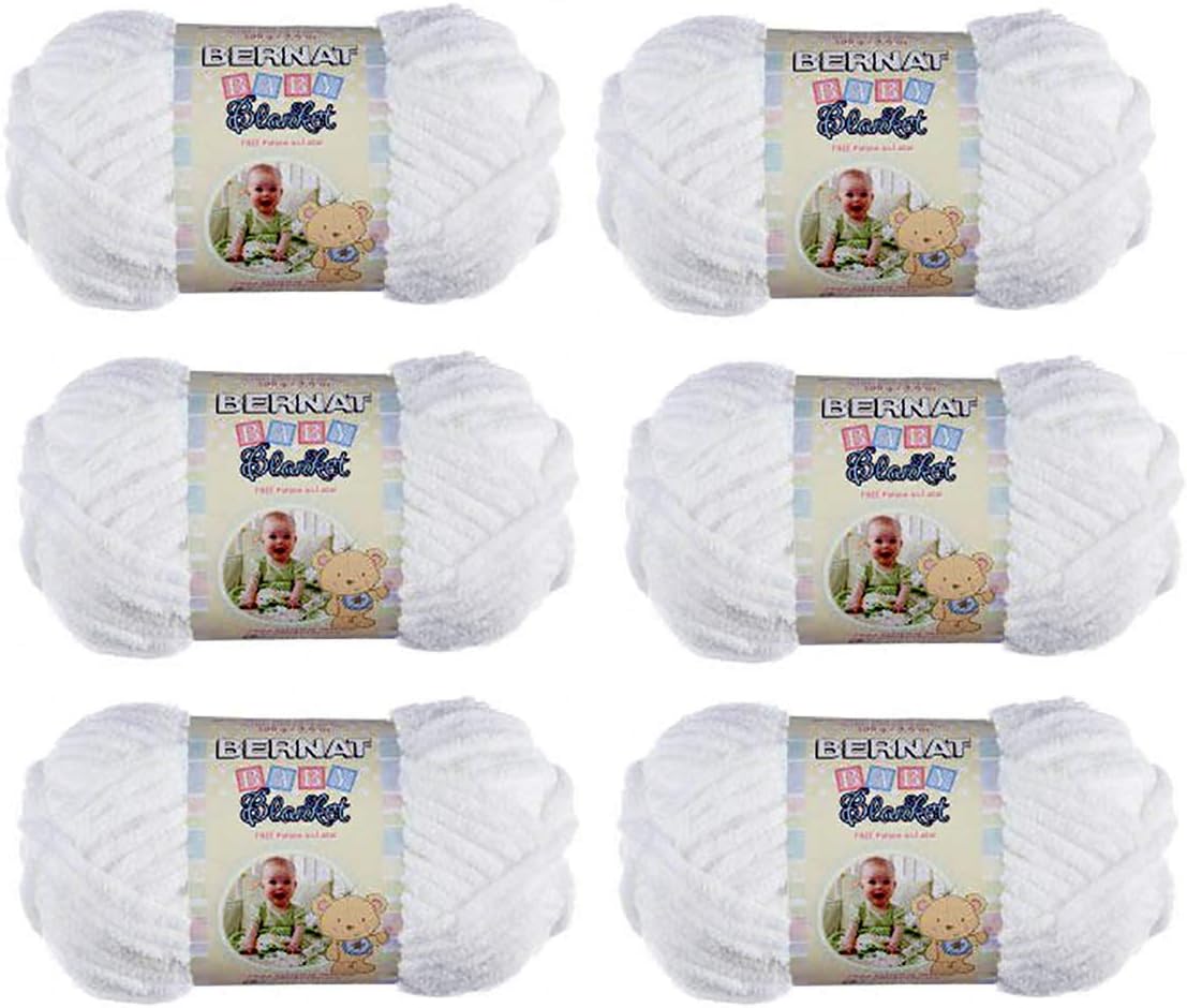 BERNAT Baby Blanket Yarn, 3.5oz, 6-PACK (White)