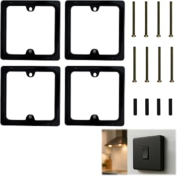 10mm Single Socket Spacer, Light Switch Spacer, Socket Surround for Shallow Back Boxes, Electrical Socket Spacer with Mounting Screws, Socket Spacer for Home Office Wall Installation, 4pcs
