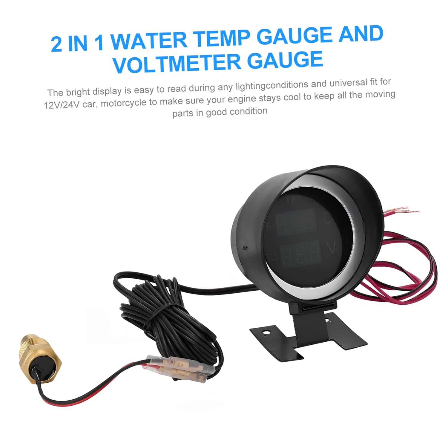 Digital Dual Function Temperature and Voltage Gauge for Automotive Use Water Temp Accurate Readings and Easy Installation