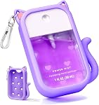 Cat Silicone Case for Touchland Hand Sanitizer Spray with Keychain, Compatible with Power Mist & Glow Mist 1 FL Oz/30ML for Touchland Case,Accessory Cute Travel Cover Sleeve (Black)