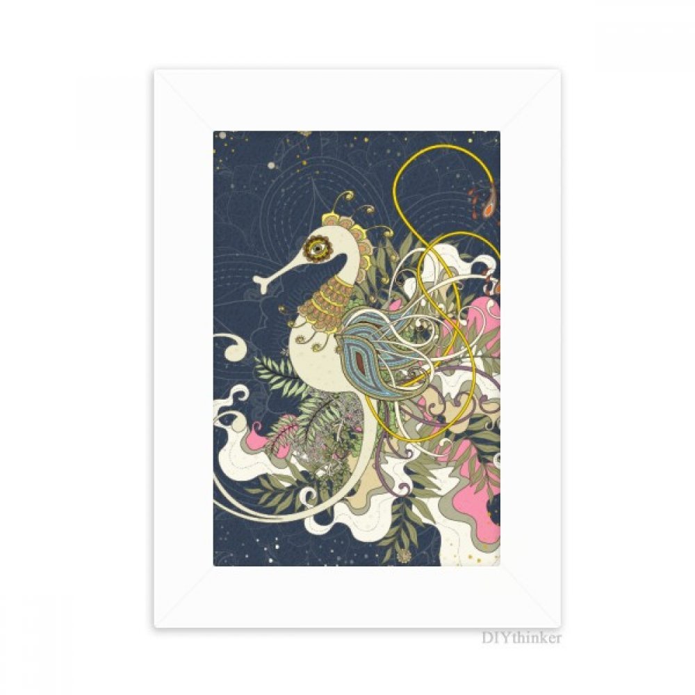 Cadre photo japon fleur et hippocampe ukiyo-e blanc artistique 5x7 pouces