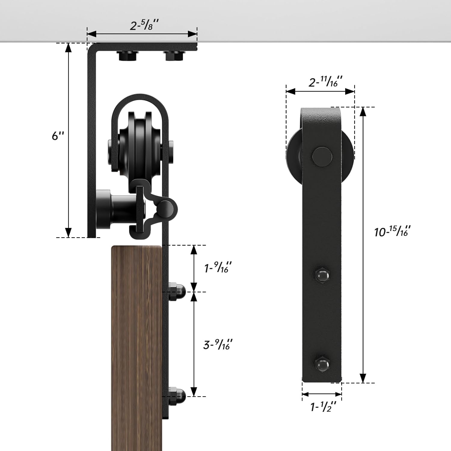 6 FT Ceiling Mount Sliding Barn Door Hardware Kit for Single Door, Ceiling Mount Barn Door Track, Fit 1.18-1.96" Thicknesses for 36" Wide Door(J Shape Hanger)