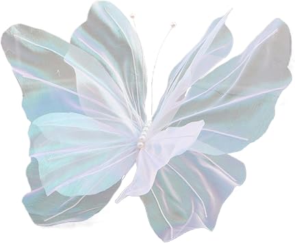 Yeory Artificial Butterflies Realistic 20inch Large Silk Butterflies for Wedding DIY Decorative Butterflies for Crafts for Photography Butterfly Decorations, White, Butterflies for Crafts
