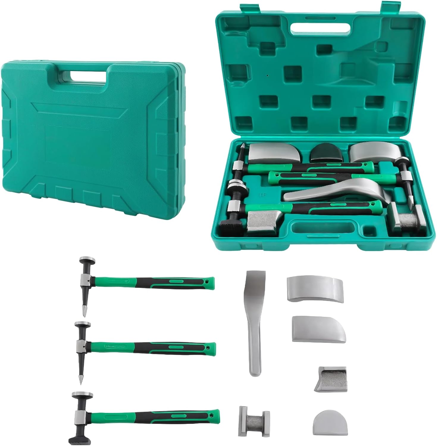 9 Pcs Auto Body Panel Fender Hammer Dolly Set, Metal Body Shop Tools Metal Repair Tool Kit Dent Repair Tools for Metal Shaping Movable Car Body Corrector Kit