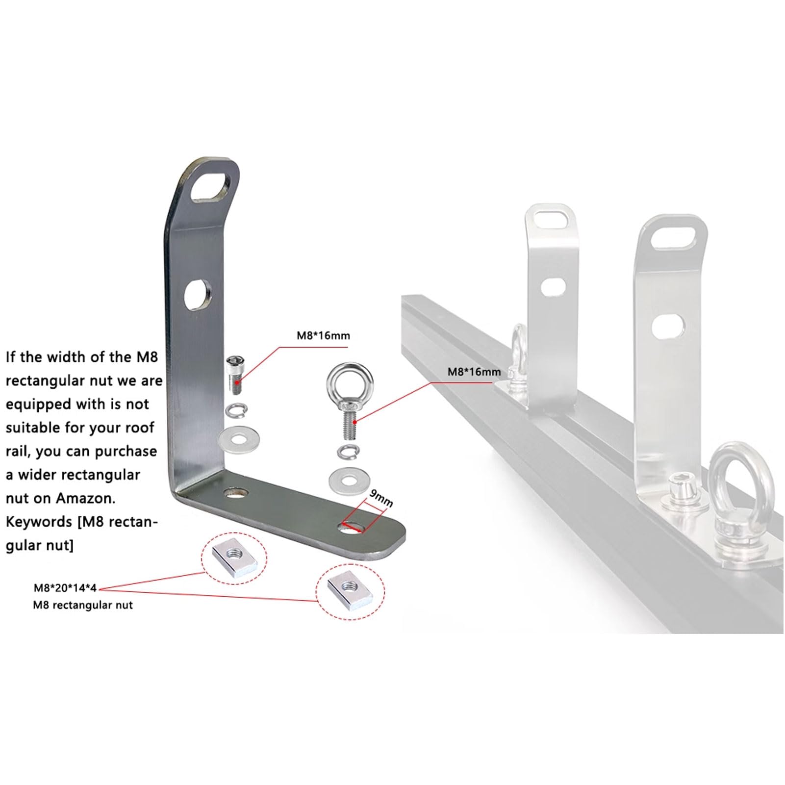 Yctze 4 Fermi di Carico per Portapacchi in Acciaio Inossidabile 304 Fermi di Carico per Scorrevole nelle Scanalature a T Supporto per Barra Trasversale per Scaletta Legna Ardere
