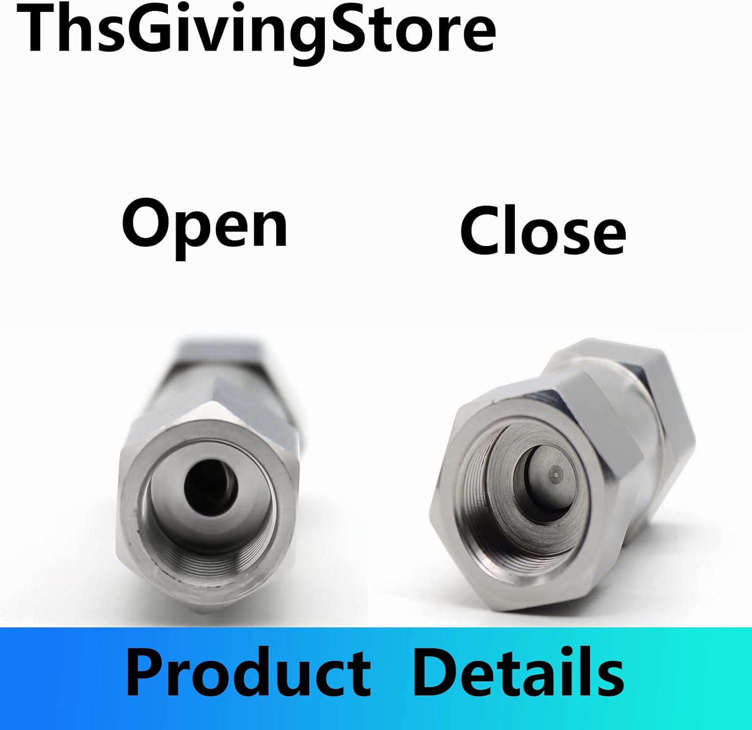 1/8 1/4 3/8 1/2 Inch G Female Thread 304 Stainless Steel Check Valve One Way Non-Return Valve for Water Oil Gas Check Valve(1/2 Inch)