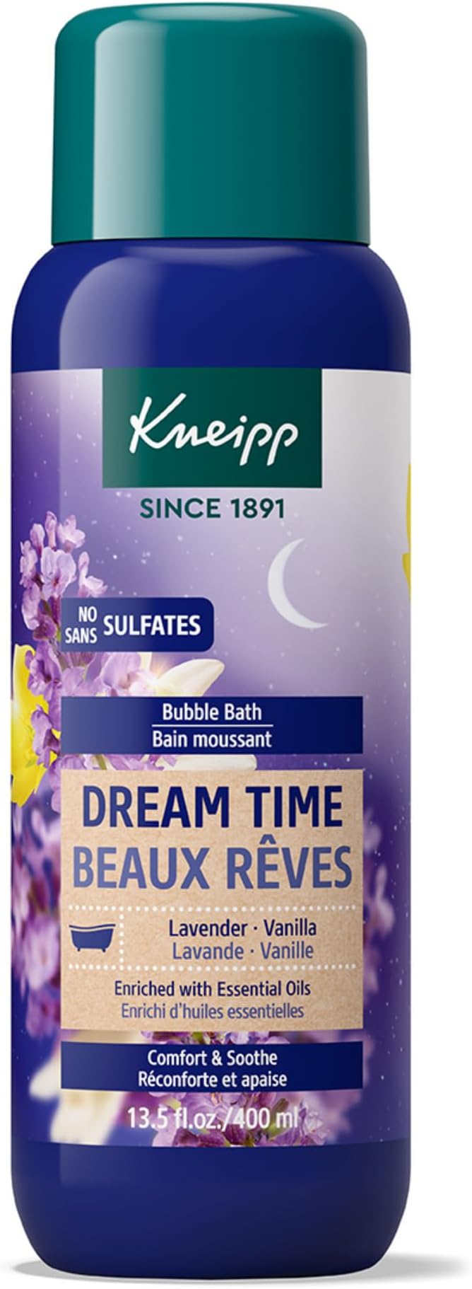 Dream Time Lavender & Vanilla Aromatherapy Bubble Bath - Good for Unwinding Before Bed - Vegan - Sulfate Free - 13.5 fl oz - Up to Eight Baths