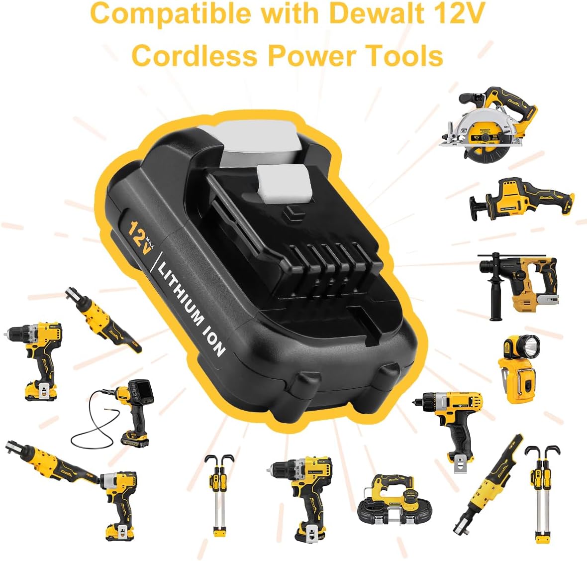 4-Pack 12V 4.0Ah Battery Replacement for Dewalt 12V Battery DCB120 DCB121 DCB123 DCB122 DCB124 DCB125 DCB127, Compatible with Dewalt 12 Volt DCD/DCF/DCK/DCT Series Tools