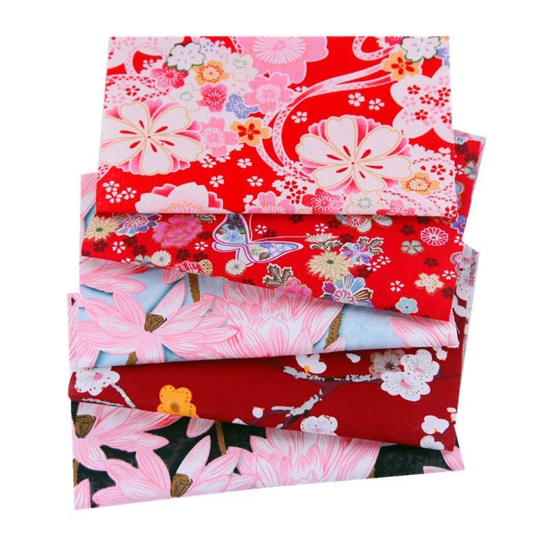 CraftsFabrics 5pcs Japanese Fabric Fat Quarters (Col 10) — image 1