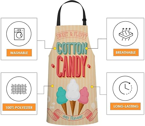 Miniatura 4 de Delantal de cocina de malvavisco retro de algodón de azúcar para mujeres y hombres, delantal ajustable para cocinar, hornear, jardinería, 31 x 27