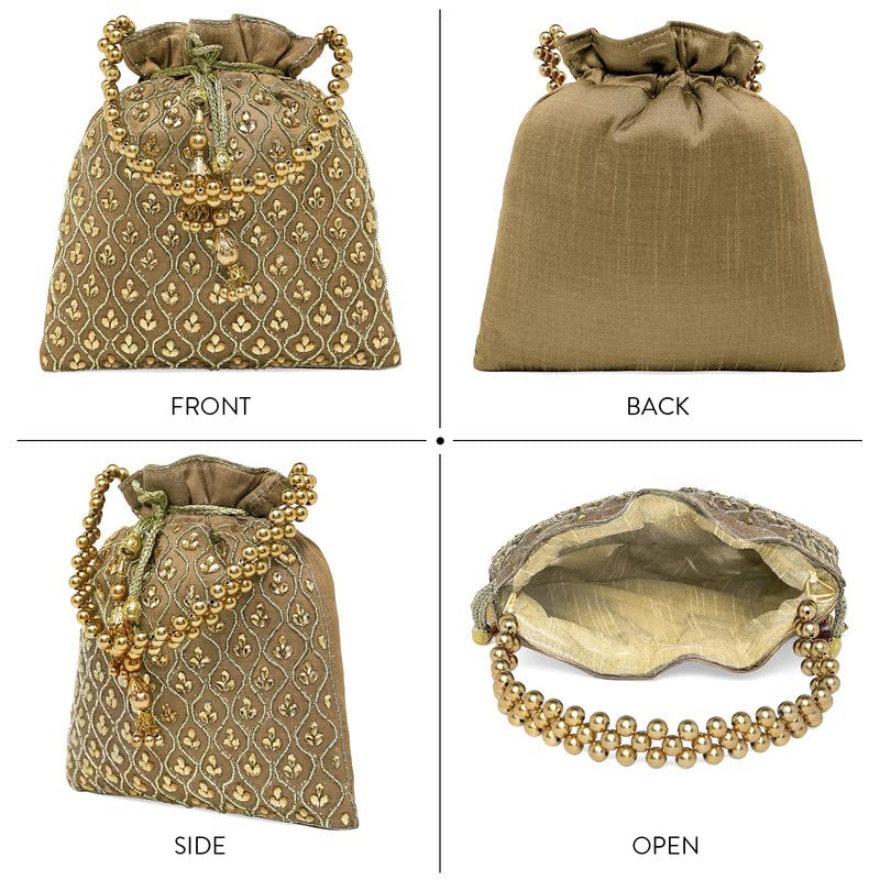 Image of Aheli Potli Purses Gift for Women Handmade Evening Handbag Stylish Bridal Fashion Wristlet