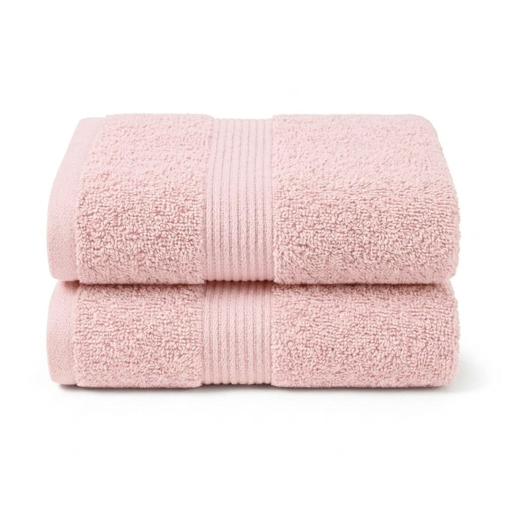 NIMORA 2 Piece Egyptian Cotton Bath Towel Bale Set โ Ultra Soft 500 GSM โ Face Towels, Hand Towels & Bath Sheet โ Super Absorbent, Durable & Quick Dry Bathroom Towels (Pink, 2BT)
