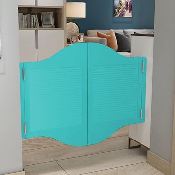 Swinging Doors Cafe Doors, Raised Saloon Swing Door, Louvered Style Double Modern Cafe Partition Door, Heavy Duty Revolving Door, for Emporium Porch Entrance  Color Blue2 , Size WxH 70x90cm/27.6x