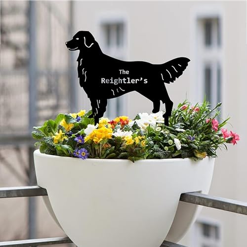 Letrero de metal personalizado Golden Retriever, marcador de tumba de Golden Retriever, pérdida de Golden Retriever, letrero de flor Golden