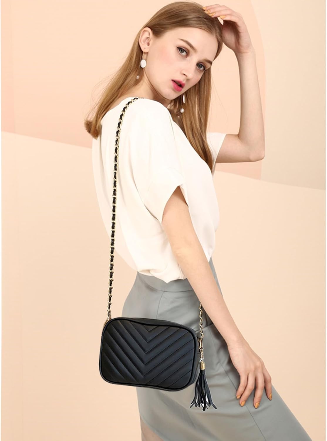 Small Crossbody Purses for Women Quilted Crossbody Shoulder Handbags Trendy Clutch Purse Camera Bag - Image 2