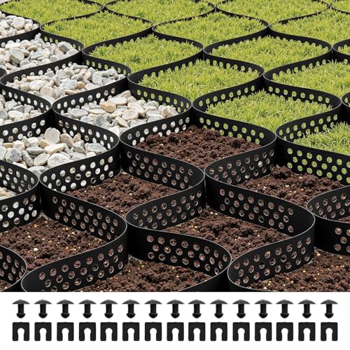 VEVOR Stabilisateur de Gravier, 5,2x2,7 m, Grille de Stabilisation de Sol Géocellulaire, Profondeur 5 cm, Retenue de Gazon au Sol Stable, pour Allée, Patio, Jardin, Terrasse, Surfaces Planes, Pentes