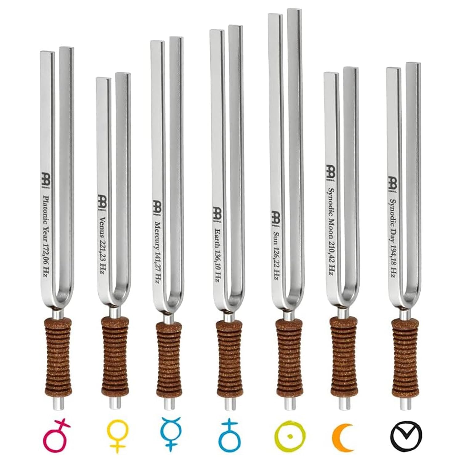 Meinl Sonic Energy TF-SET-CHA-7C Tuning Forks Stimmgabel Chakra-Set 7-teilig inklusive Etui mit keepdrum Tuch