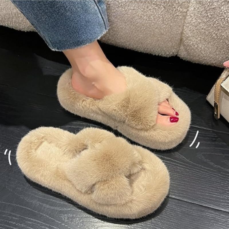 Women's Thick-Soled Winter Slippers - Comfortable Warm Faux Fur Casual House Shoes for Autumn/Home Wear4
