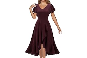 Women's Casual Burgandy Dresses for Wedding