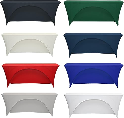 Miniatura 7 de YOUR CHAIR COVERS - Mantel elástico rectangular de elastano de 6 pies x 18 pulgadas, con espalda abierta y espalda abierta, color marfil