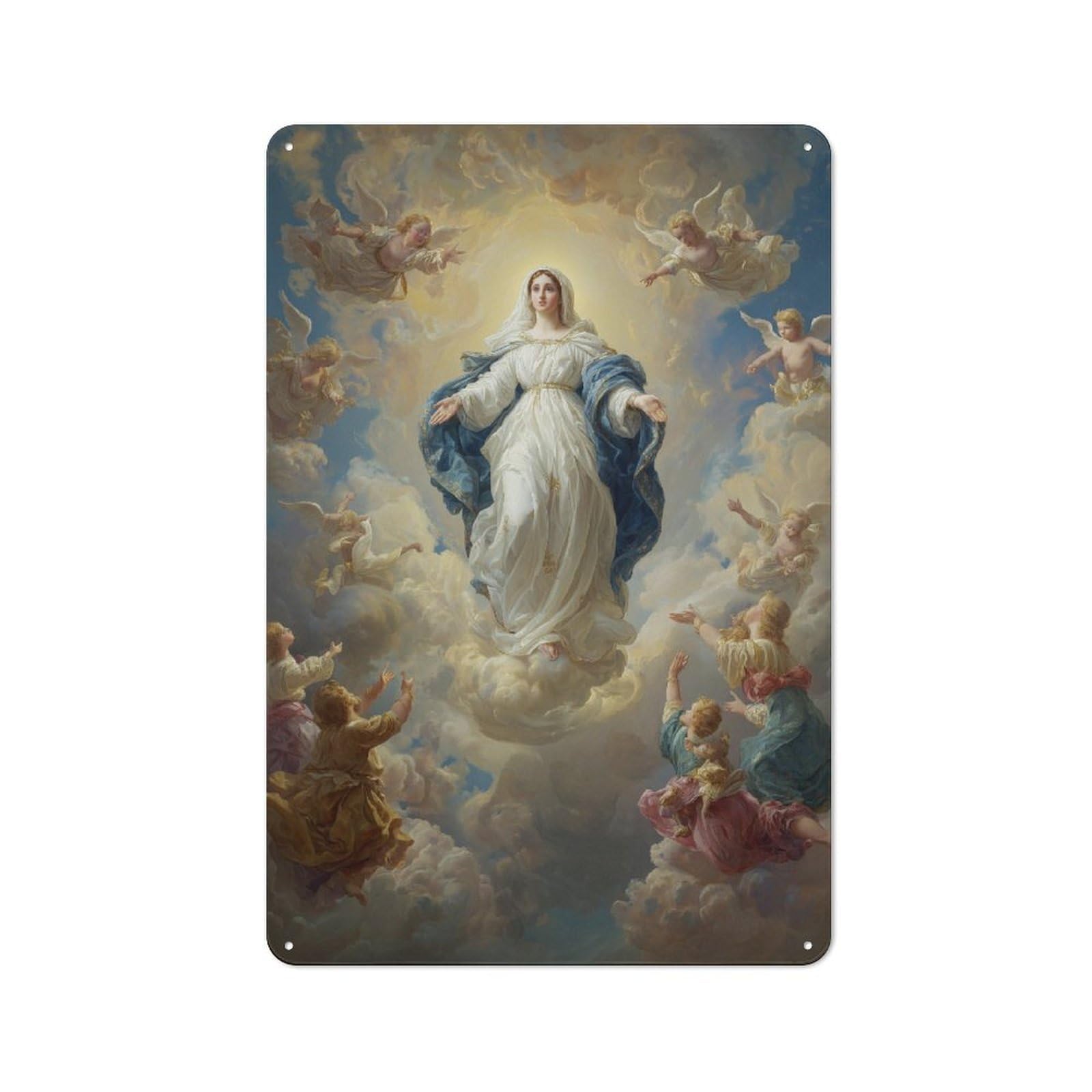 Junmoney Heavenly Ascension-2 Rustic Tin Wall Plaque 30X20cm For Studio Or Craft Room, For Garage, Workshop And Man Cave Decoration