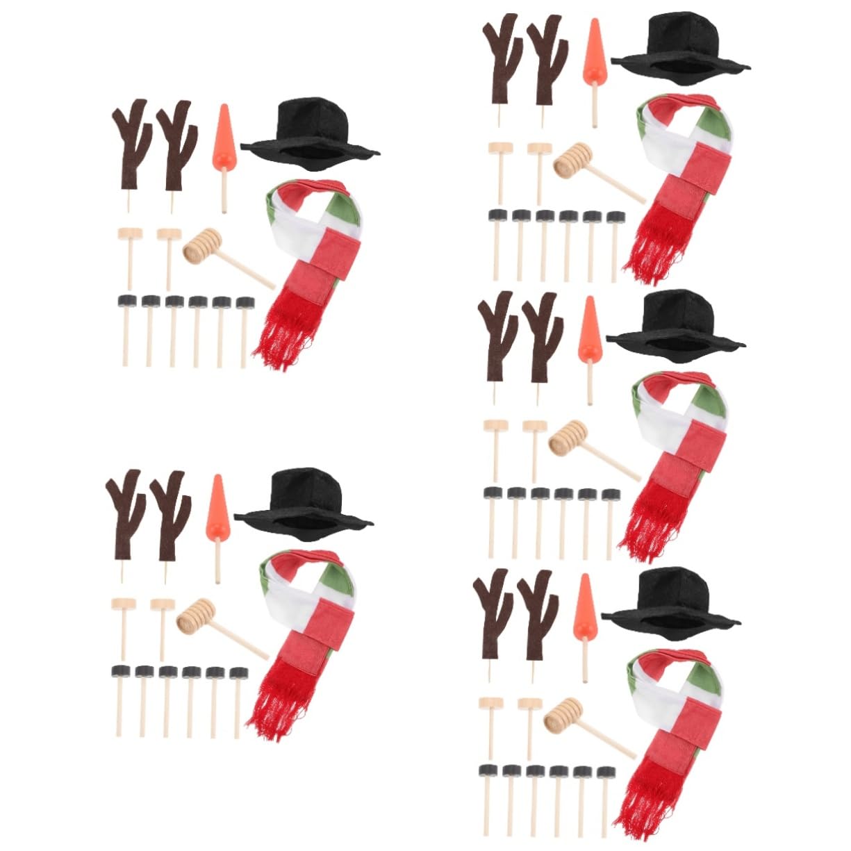 TOPBATHY 5 Sätze Weihnachtsschneemann Requisiten Winterspielzeug Für Draußen Schneemann-Karotten-nasenpfeife Schneemann Geweih Weihnachtsschneemann Dekorationsset Schneemann Bausatz Hölzern