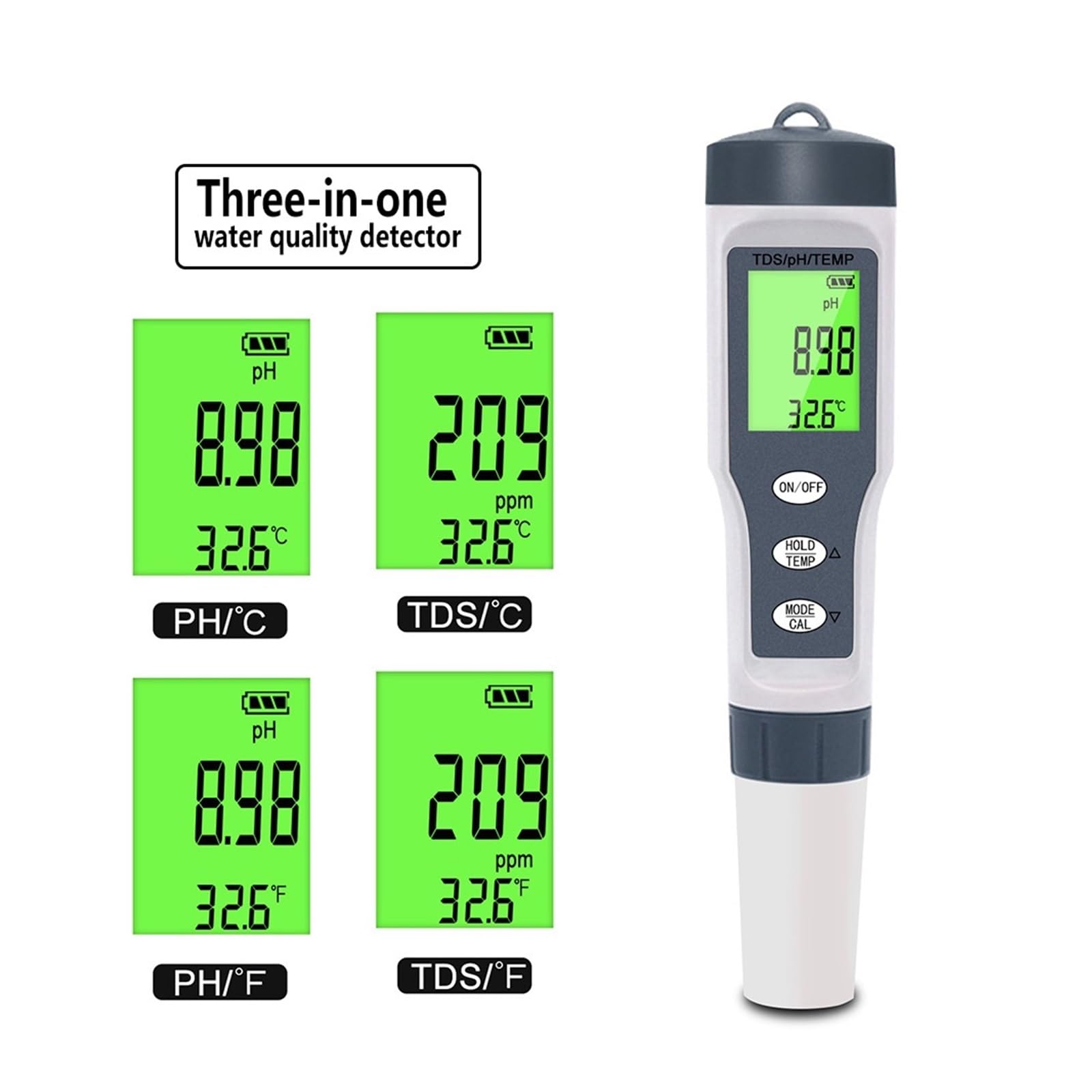 PH Meter 3 In1 TDS/Temp Tester Di Qualità Acqua Penna Rilevatore Di Conducibilità Monitor Strumento Di Misurazione Della Purezza