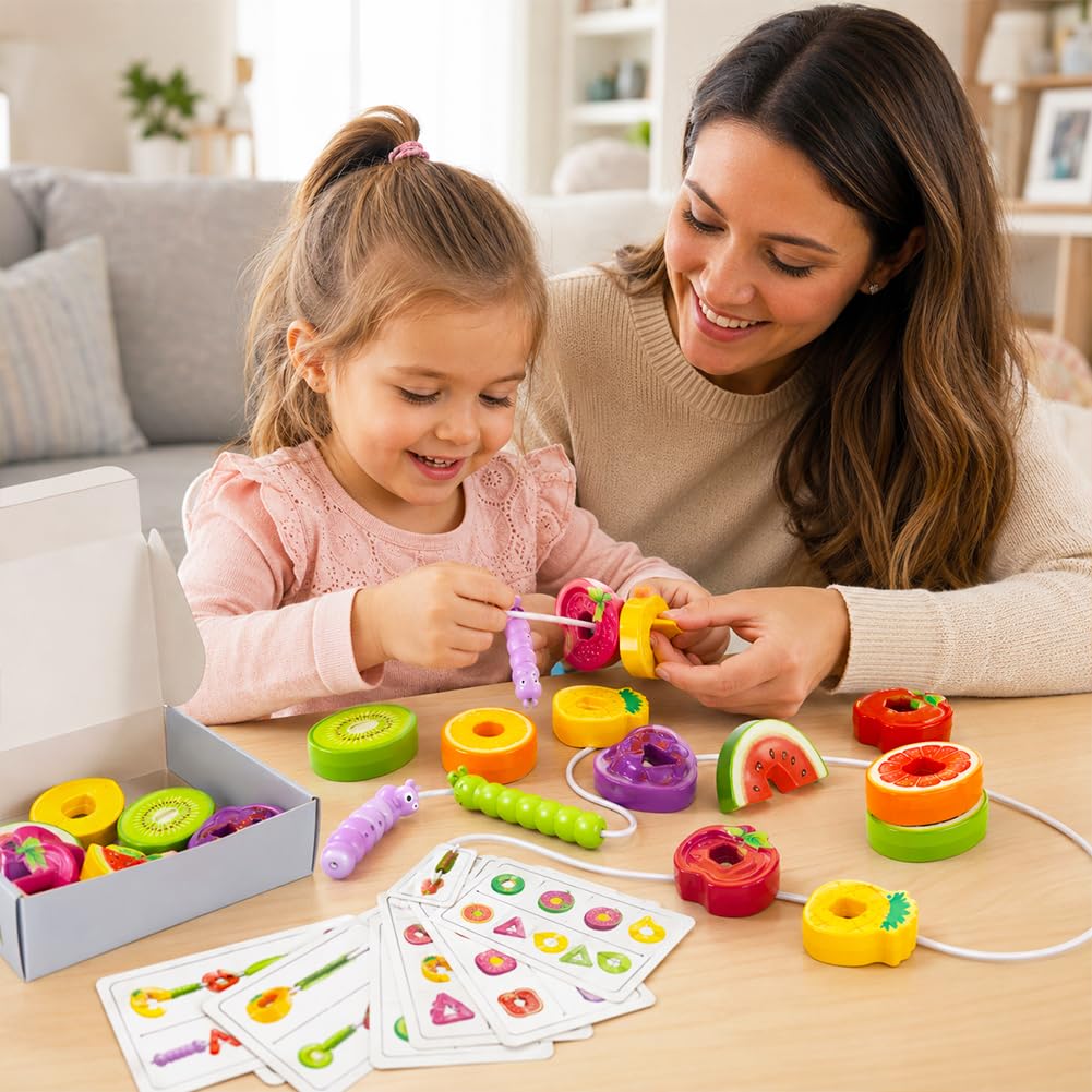 Kouipoie Fruit Threading Toys Montessori Lacing Beads for Toddlers Age 2-6 - Image 7