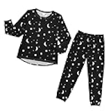 FFYHO Soft Pajama Set for All Seasons,Breathable Pjs Long Sleeve Sleepwear,Comfy Loungewear 2 Piece Underwear Set 3-8T