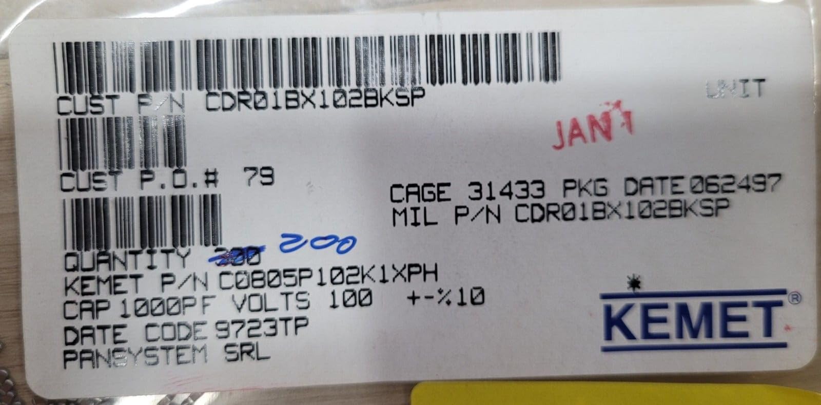 Generic (5 PCS) CDR01BX102BKSP AVX Compatible with CAP CER SMP MLC HI-REL