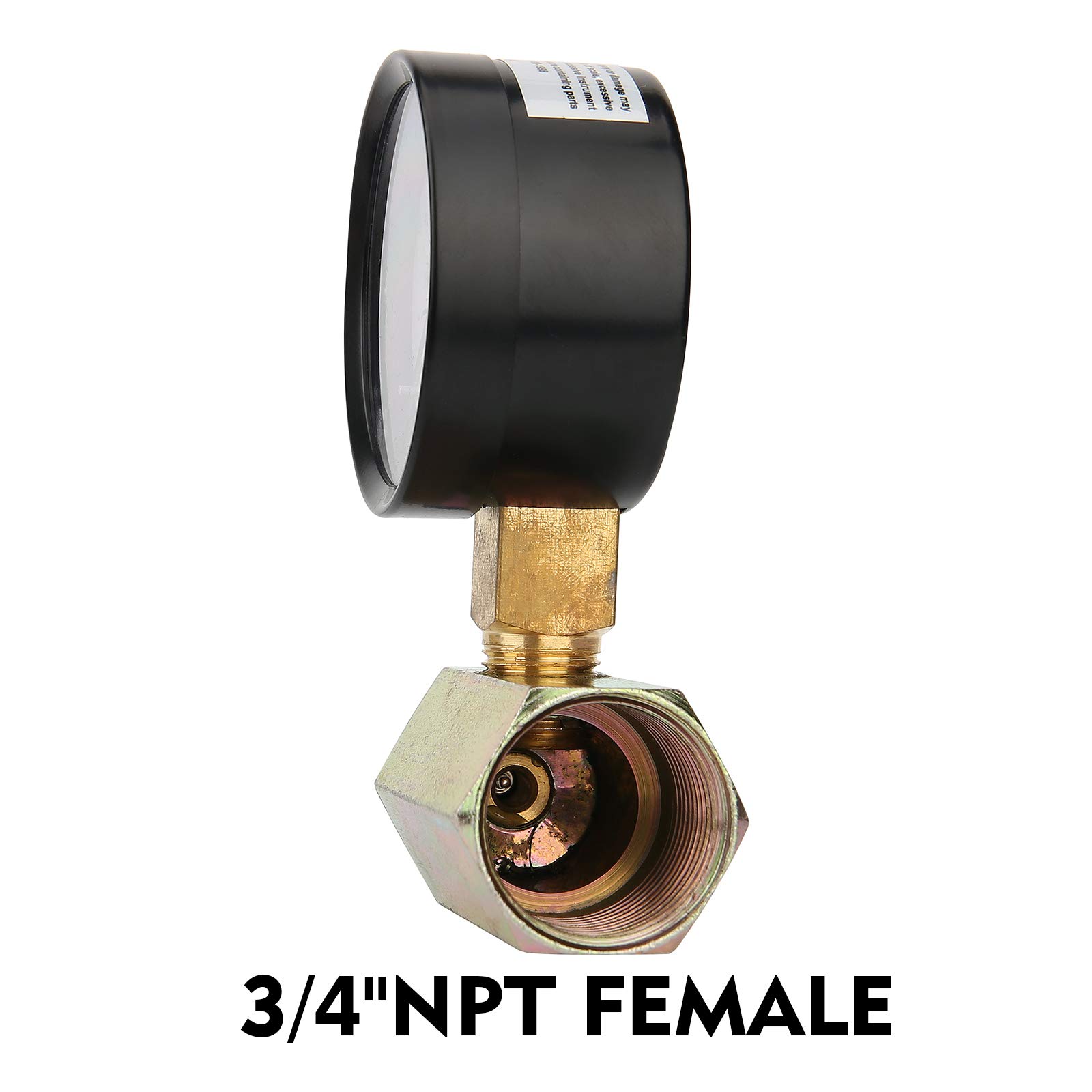 Manómetro de prueba de presión de gas de acero de 2", conexión FNPT de 3/4", 0-30 psi/kpa, precisión -3-2-3%