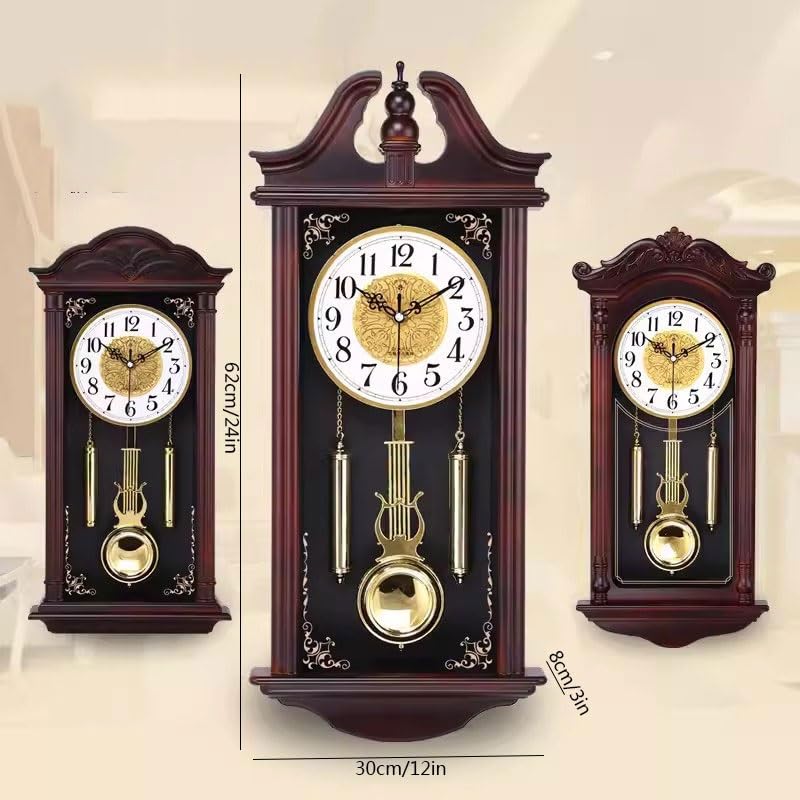 Pendule horloge murale balançoire rétro aux finitions soignées effet bois