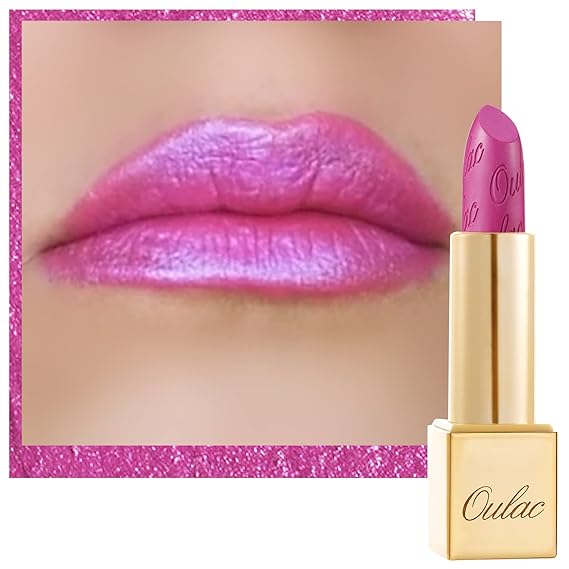 Oulac metallic shine purple pink lipstick for women, high impact …