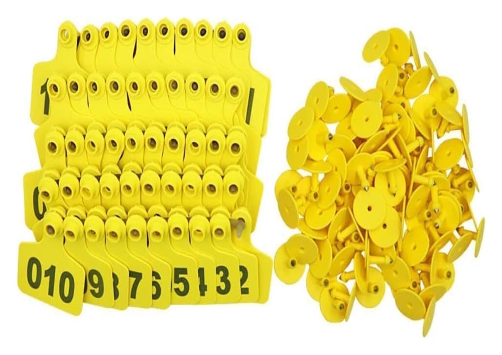 Plastikowa karta numerowa, oznaczenia zwierząt Kolczyki dla świń 100 sztuk Kolczyki dla bydła, krów, puste Kolczyki dla zwierząt gospodarskich Kolczyki dla bydła, krów, koni, świń, kóz, owiec(Yellow,3
