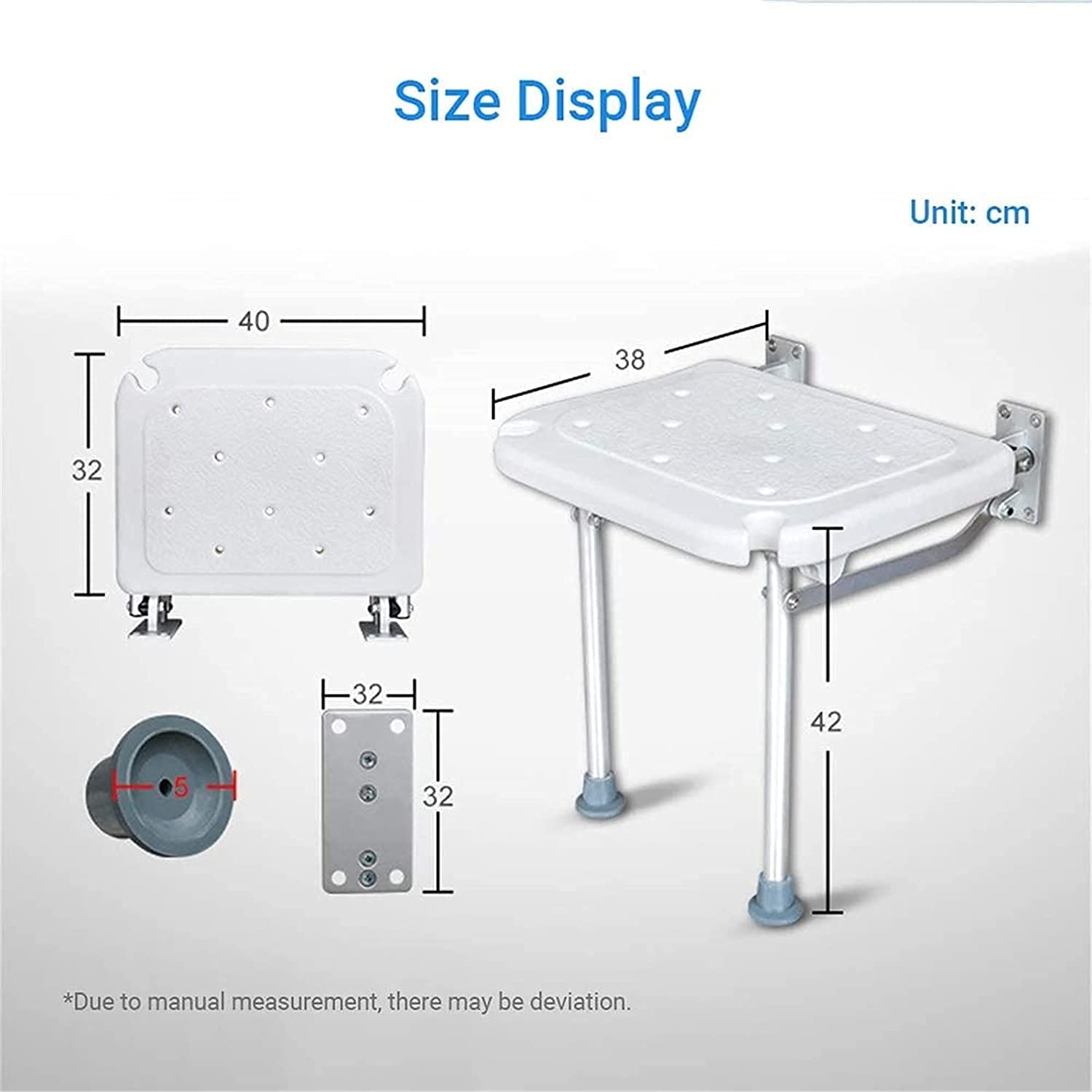 Asientos de Ducha y sillas for Personas Mayores, Banco de Ducha Plegable, Silla de baño con Asiento de baño Plegable con Tornillos, Taburete de baño de Pared.