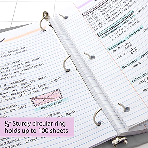 Image of BAZIC Products 1 /2 inch Grey 3-Ring View Binder, Round Ring, 2 Pockets | round rings, 1 /2 in Grey view 3-ring binder, 2 inside pockets, holds up to 100 sheets, Durable poly cover