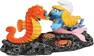 Aquadella, The Smurfs Underwater Seahorse Figurine, Highly Detailed and Made of Polyester Resin, Non-Toxic and pH Neutral, for Freshwater and Saltwater Aquariums