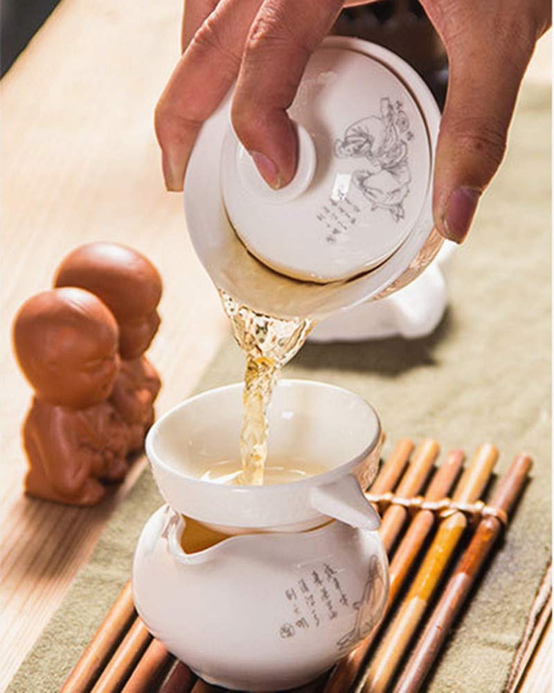 Amazon | Emoyi 牡丹 中国ガイワン 伝統的な茶器 青と白の磁器