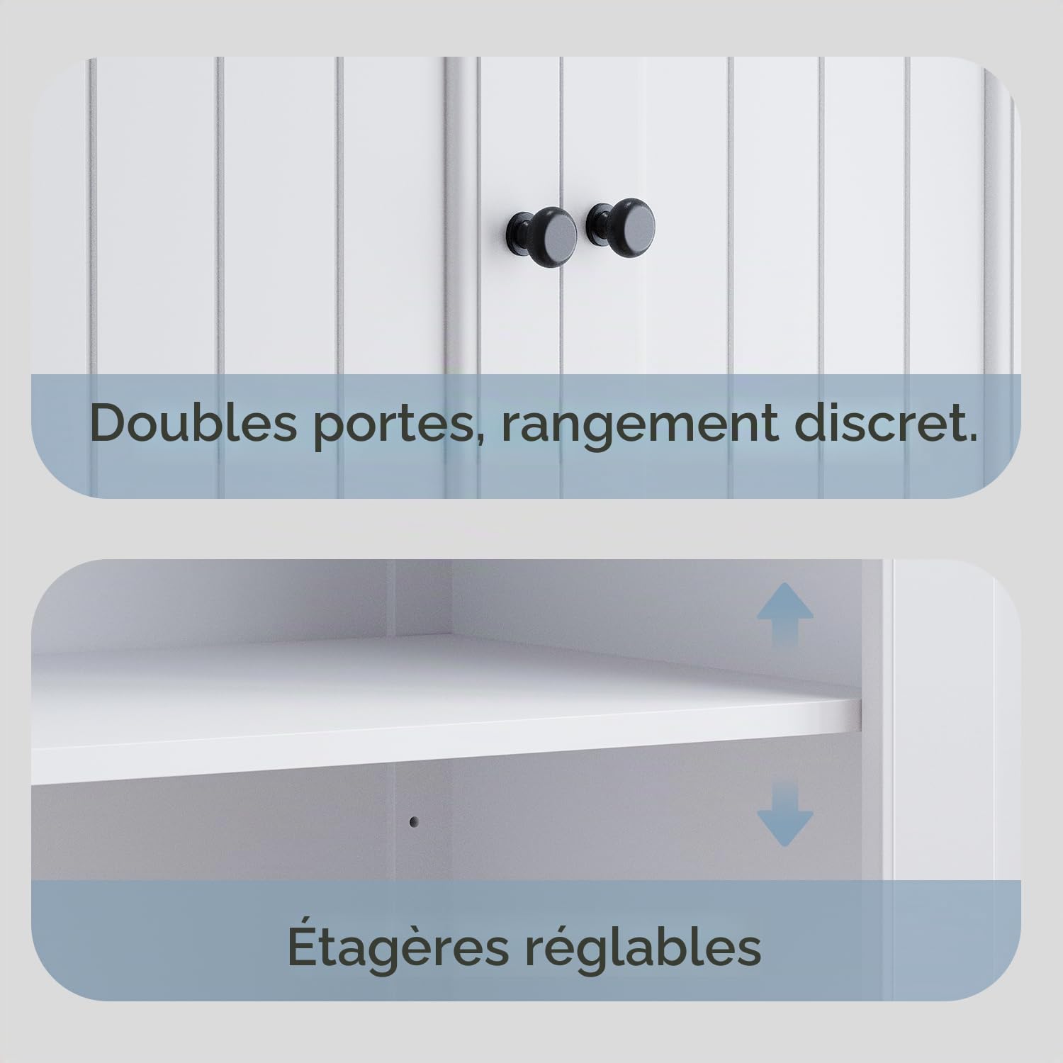 Buffet de Cuisine, Haute Crédence, Unité de Rangement avec 4 Portes et 1 Tiroir, Grande capacité, Étagères Réglables, pour Salon, Salle à Manger, Couloir, Style Moderne (72x40x182 cm) (Blanc)