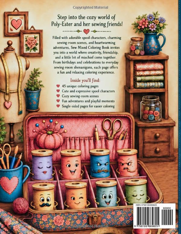 Sew Mixed Coloring Book: 45 Cute and Relaxing Coloring Pages Featuring Thread Spools, Sewing-Themed Fun, and Playful Adventures image 3