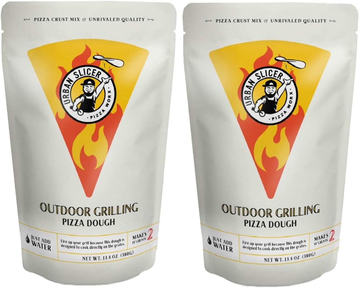 Urban Slicer Pizza Worx - Outdoor Grilling Pizza Dough - At-Home Pizza Making Kit for Crispy Thin Crust - 13.4 oz. Bags - 2 Pack - Makes 4 Pizzas